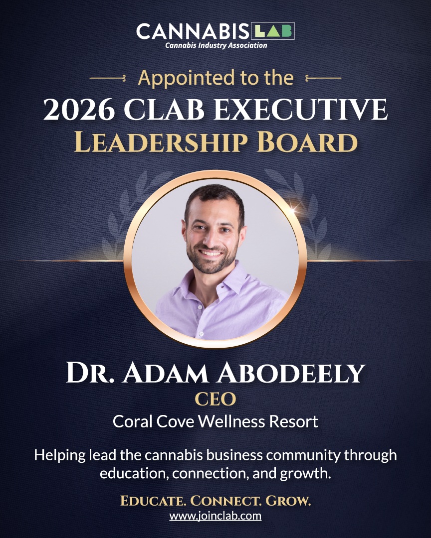 Announcement naming Dr. Adam Abodeely of Coral Cove Wellness Resort to the 2026 CLAB Executive Leadership Board